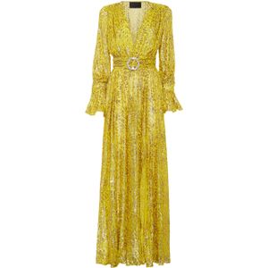 Philipp Plein - Yellowfluo - Chiffon Lange Jurk - Dames
