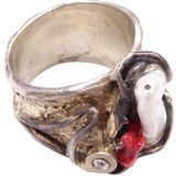 Christian Zilveren ring met parel en rhodoniet