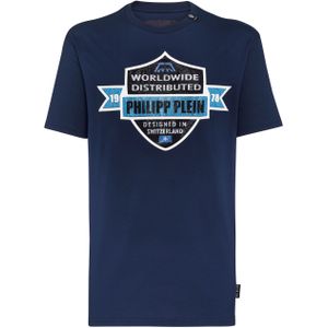 Philipp Plein - Ronde Hals T-Shirt Crest - Blauw - Katoen