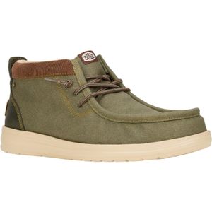 HEYDUDE - Wally Mid GripR - Instapper - Dusty Olive - Gewaxt Canvas