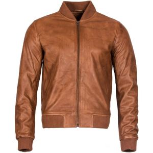 Heren - Retro Varsity Leren Bomberjack - Zwart - Pretoria