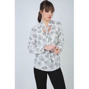 Blouse - Wit - Bloemenprint - Viscose - Uitgesneden Kraag