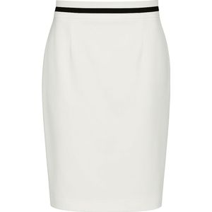 Kokerrok - Aansluitend - Geweven Gabardine - Met Contrasterende Zwarte Streep