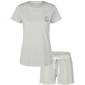 By Louise - Korte Pyjama Set Shortama - Groen Gestreept