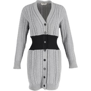 Alexander McQueen Langsokkabelgebreide Cardigan in Grijs Wol