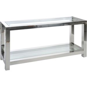 J-Line console roestvrij staal/glas zilv 140x40x70cm 140x40x70cm