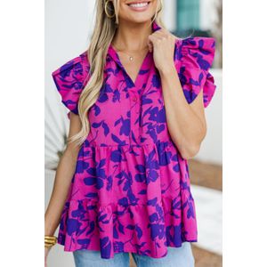 Gelaagde Rimpel Bloemen Blouse