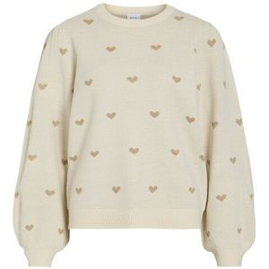 Vila Li o-neck ls knit pullover ecru dessin