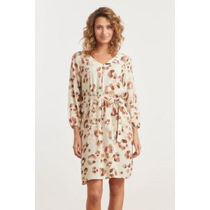 Smashed Lemon - 25163 - Korte Jurk - Off-white - Dierenprint in Zand- en Bruintinten