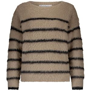 Red Button - SRB4616 - Sweater - Latte/Black - Fuzzy Stripe