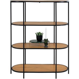 House Nordic Vita shelf oval shelf with black frame and 4 oaklook shelves