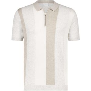 Blue Industry Polo sand grey ecru striped