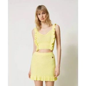 Twin-set - Top - Gebroken Wit - Katoenen Trui - Driekwartmouwen