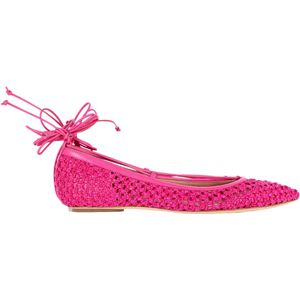 Casadei Enkelgewrapte Ballerina's in Roze Leer