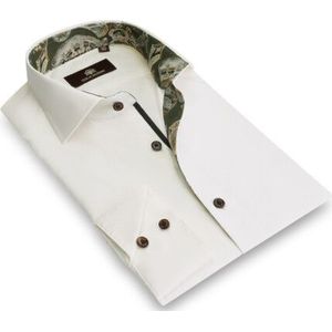 Circle of Gentlemen Nash effen overhemd met vintage-paisley contrast 100%co, crème