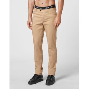 Philipp Plein - Chino Broeken - Beige - Stretch Katoenen Gabardine