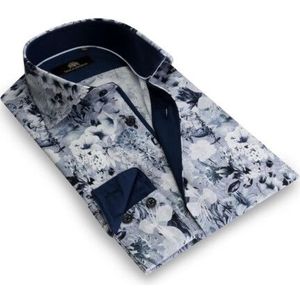 Circle of Gentlemen Lars allover print overhemd in stretch kwaliteit