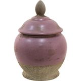 Clayre & Eef Voorraadpot Ø 19x26 cm Roze Beige Keramiek Voorraadbus