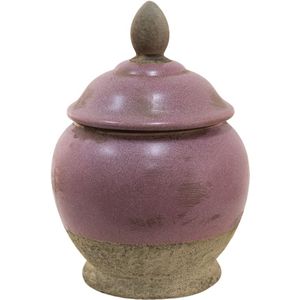 Clayre & Eef Voorraadpot Ø 19x26 cm Roze Beige Keramiek Voorraadbus