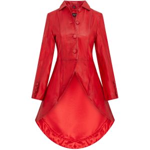 Dames - Vantaa - Leren Jas - Rood - Lange Gotische Victoriaanse Stijl