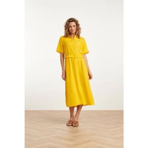 Smashed Lemon - 25150 - Linnen Midi Shirtjurk - Geel