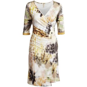 CONQUISTA - Jerseyjurk - Mosterdtinten - Faux Cross-over Silhouet - ¾ Mouwen