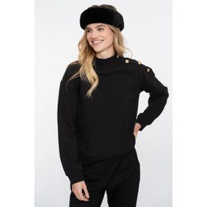 Geisha - Sweater met Buttons op de Schouder - Zwart - Dames