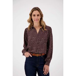 Zusss Blouse met wijde mouwen print chocolade