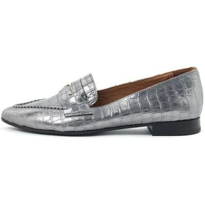 Babouche Metallic leren crocoprint loafers