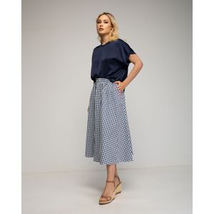 Rok - A-lijn - Vichyprint - Met Zakken en Geborduurd Tekstdetail