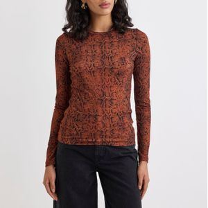 Nobodys Child - Spencer - Dierenprint - Langemouwen Top - Kastanje