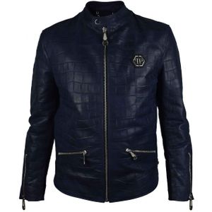 Philipp Plein - Bikerjack - Marineblauw - Leer