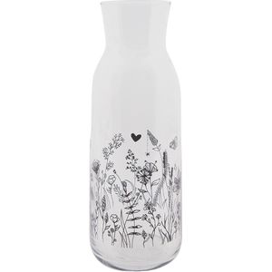 Clayre & Eef Karaf 1000 ml glas bloemen waterkan