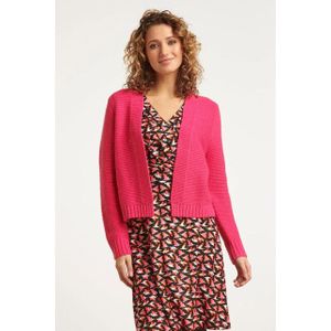 Smashed Lemon - Open Dikke Ribgebreide Cardigan - Fuchsia