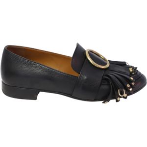 Chloe Olly Franje Loafers in Zwart Leder