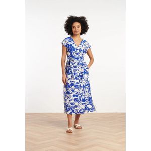 Smashed Lemon - 35172 - Lange Jurk - Blauw en Wit - Abstracte Print