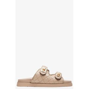 Steve Madden - Gewatteerde Slippers - Tan Leather - Kunstleer