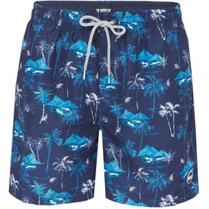 Happy Shorts Heren zwemshort tropisch eiland print donker