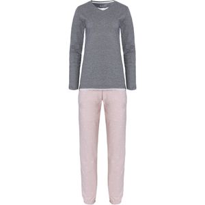 By Louise Dames pyjama set lang katoen grijs / roze