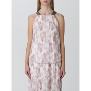 Plissé jurk met abstracte print zonder mouwen