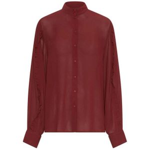 MSCH Copenhagen - MSCHKasandra Orabella - Blouse - Rood - Losvallend - Lange Mouwen met Ruches