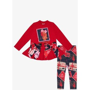 Adee - Meisjes Set - Rood - Tuniek en Legging - Print