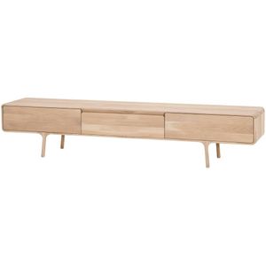 Gazzda Fawn lowboard 3 drawers houten tv meubel whitewash 220 x 45 cm