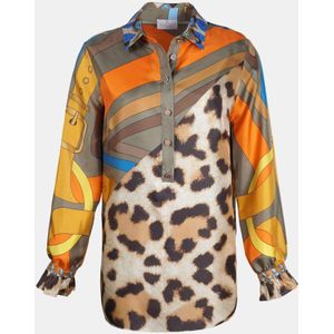 Mucho Gusto ® blouse santa monica luipaard oranje met gratis sjaal