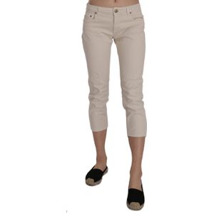 Dondup Vrouwen Beige Katoen Stretch Lage Taille Skinny Cropped Capri Jeans