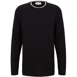 Gemêleerde Trui - Ronde Hals - Raglanmouwen - Ribgebreide Kraag