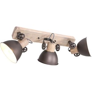 Mexlite Houten plafondlamp met 3 bruine spots gearwood