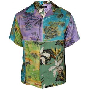 AMIRI - Patchwork Overhemd - Veelkleurig - Korte Mouwen - Hoge Kwaliteit Zijde
