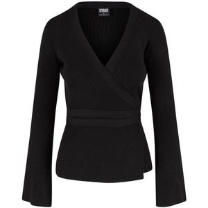 Urban Classics Dames ribbed fijngebreid wrap vest