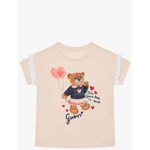 Guess - Meisje T-shirt - Peach - Katoen - Beer Print - Ruches